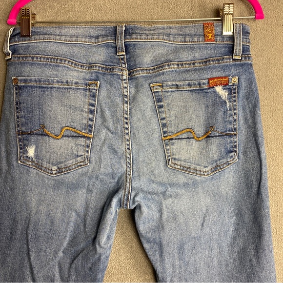 7 For All Mankind Josefina Skinny Boyfriend Jeans Size 30  Blue Distressed - Picture 6 of 10